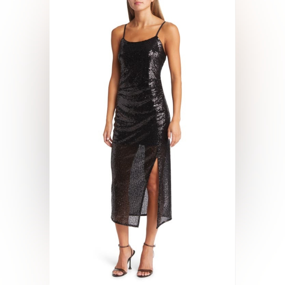 [NEW W TAGS] Nordstrom Open Edit Black Sequin Midi Dress